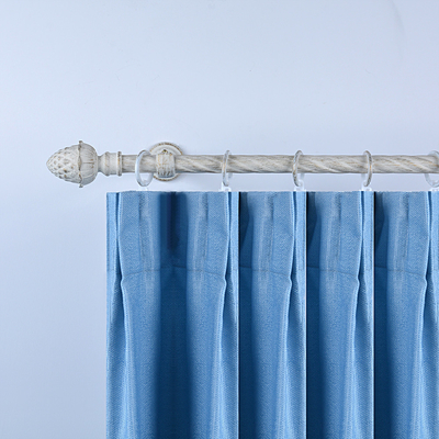 White Gold Painting Custom Curtain Rod With Aluminum Finial For Indoor Decoration