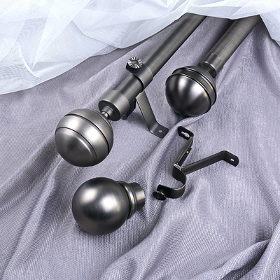 Sand Black Curtain Rod Set Home Three Dimensional Spheres Aluminum Decorative Head