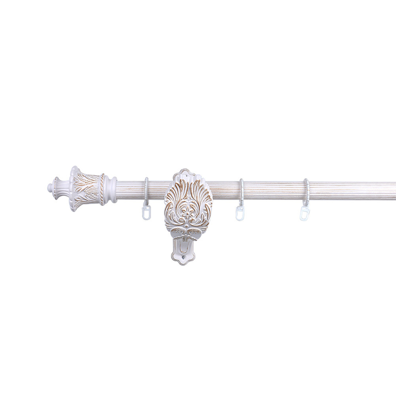 White Gold Color Iron Rods With Stereo Resin Finials And New Design Brackets For Indoor Decor